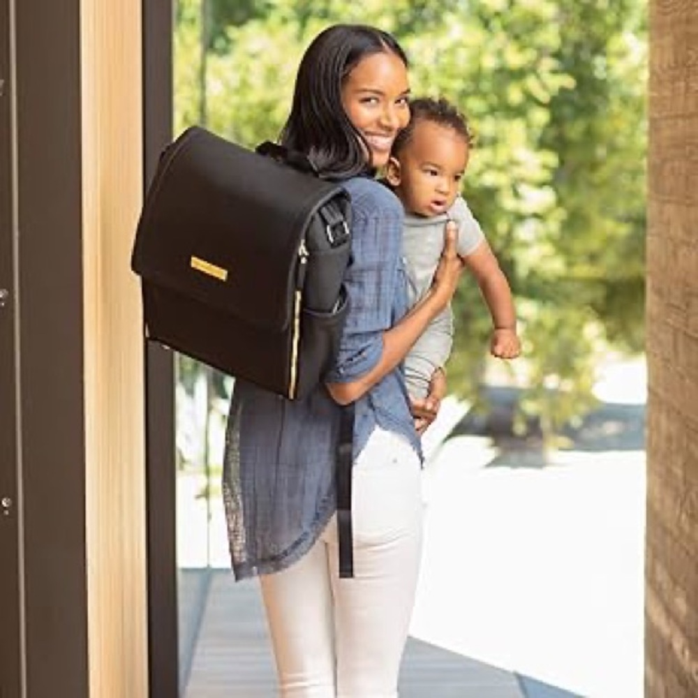 Petunia Pickle Bottom Black Boxy Backpack Diaper Bag